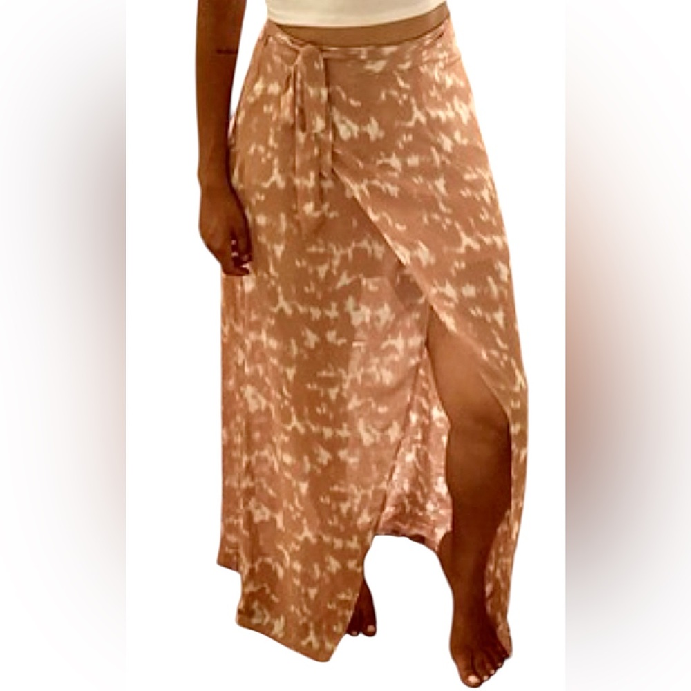 Forever 21 Maxi Wrap Skirt with Tie in Coral and White